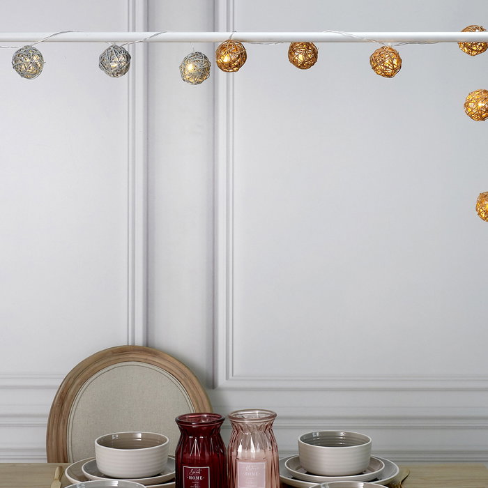 Home Deco Factory Guirlande Lumineuse 8 LED Rotin Naturel