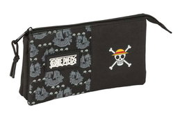 Safta - Porte-tout triple One Piece Pirates 22 x 12 x 3 cm, coffret en espagnol pour enfants dès 3 ans