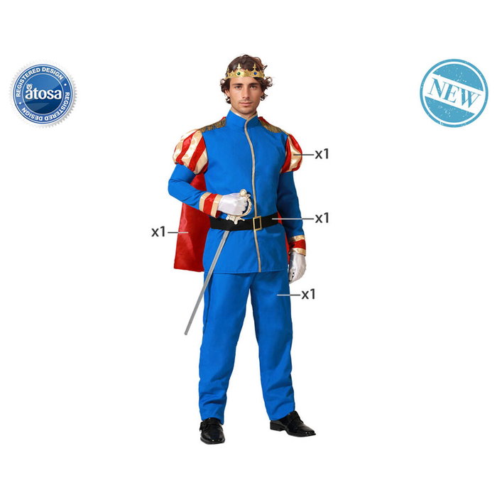 Atosa Déguisement Prince Bleu avec Cape Homme Adulte XL Atosa Déguisement Prince Bleu avec Cape Homme Adulte XL