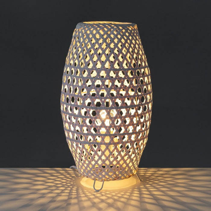 BigBuy Home Lampe de bureau Blanc Métal et Bambou BigBuy Home Lampe de bureau Blanc Métal et Bambou
