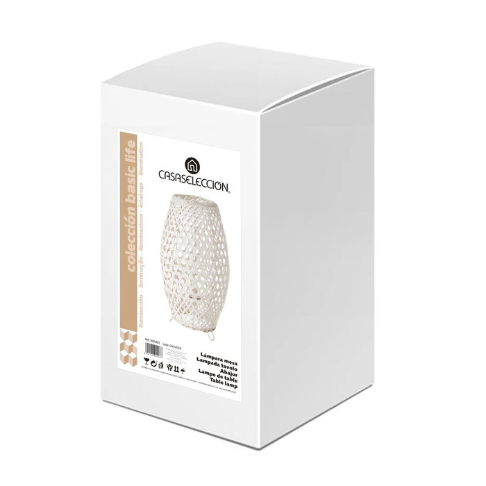 BigBuy Home Lampe de bureau Blanc Métal et Bambou BigBuy Home Lampe de bureau Blanc Métal et Bambou