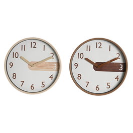 Horloge Murale Home ESPRIT Marron Naturel PVC Bois 30 x 4,7 x 30 cm (2 Unités)