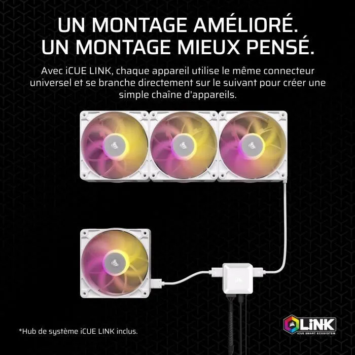 Corsair iCUE LINK RX140 RGB Max Ventilateur PC Blanc 140 mm Dual Fan - CO-9051040-WW