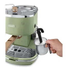 Delonghi ECOV310.GR Icona Vintage Machine à Expresso avec Pompe 15 bar Vert Olive/Chocolat - 1100 W - Réservoir 1,4 L