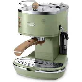 Delonghi ECOV310.GR Icona Vintage Machine à Expresso avec Pompe 15 bar Vert Olive/Chocolat - 1100 W - Réservoir 1,4 L