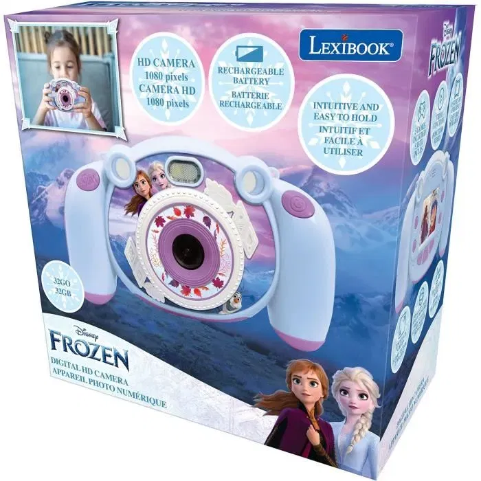 Lexibook APN Enfants La Reine des Neiges avec Écran LCD 2 P Pouces, Objectif Grand Angle 100° et Fonctions Photo et Vidéo Haute Résolution