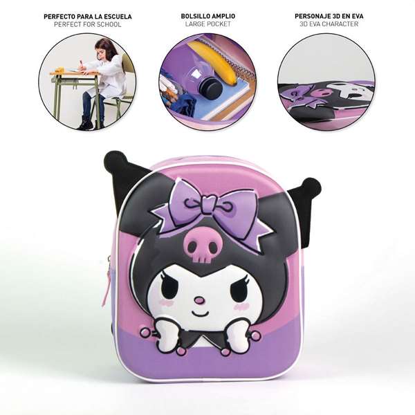 Sanrio - Sac à dos enfant 3D Hello Kitty et Kuromi - 22x28x10 cm - Dès 3 ans - Violet Sanrio - Sac à dos enfant 3D Hello Kitty et Kuromi - 22x28x10 cm - Dès 3 ans - Violet