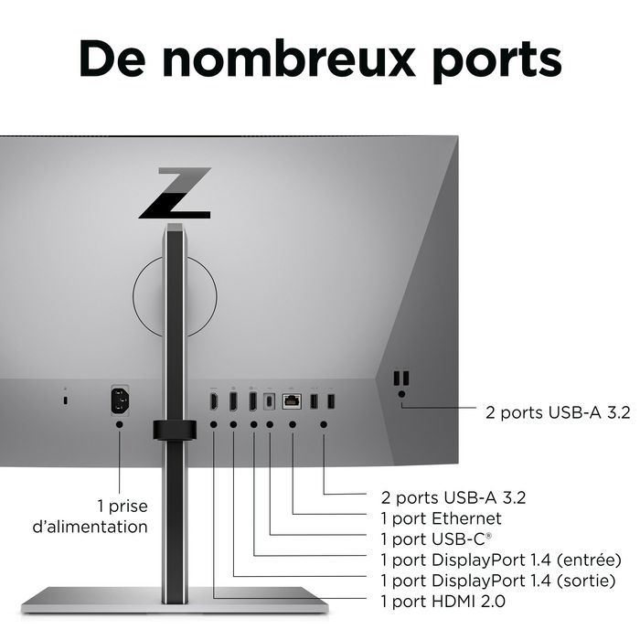 HP Écran de Conférence Z24m G3 60.5 cm (23.8") QHD IPS Webcam Intégrée Haut-Parleurs Micro HP Presence HDR400 USB-C 100W