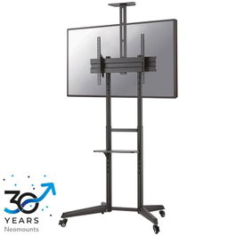Neomounts FL50-550BL1 Support mobile au sol pour écran plat TV 37-70" jusqu'à 50 kg, avec tablette multimédia, support caméra, roulettes et gestion de câbles - Noir