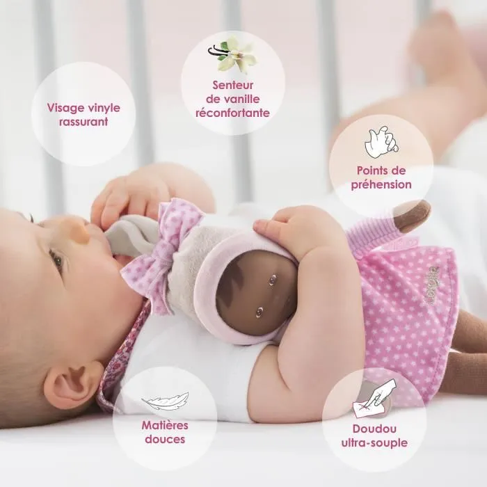 Corolle Doudou Miss Rose Rêves d'Étoiles 25 cm - Doudou peluche visage vinyle et senteur vanille, cadeau de naissance, dès la naissance Corolle Doudou Miss Rose Rêves d'Étoiles 25 cm - Doudou peluche visage vinyle et senteur vanille, cadeau de naissance, dès la naissance