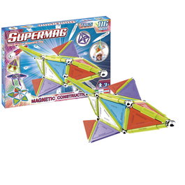 SUPERMAG Tags Trendy 116 - Jeu de construction magnétique avec formes géométriques et couleurs primaires - 116 pièces - Pour enfants dès 3 ans