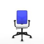 Chaise Motilla Synchrone/Traslack tissu Blanc Maille Bleu Base pyramidale noire Accoudoir 1D Sans appui-tête Roulettes 65mm nylon