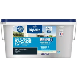 Ripolin Peinture extrême façade 2 en 1 - Gris Anthracite - Mat - 2,5L
