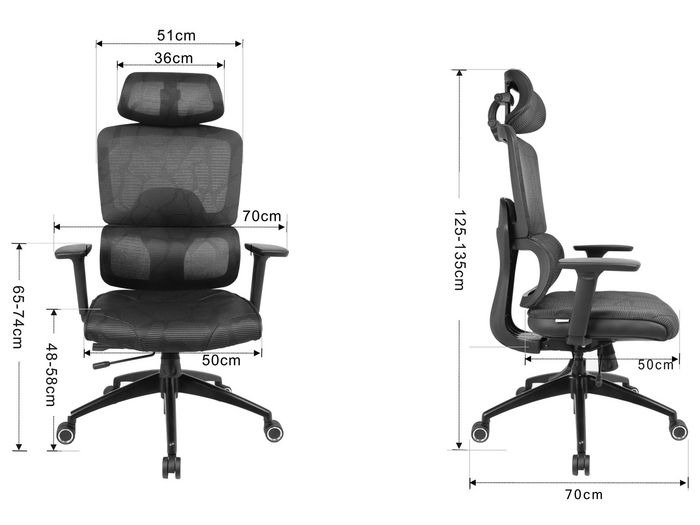Sandberg ErgoFusion Gaming Chair Pro - Fauteuil de bureau et gaming ergonomique avec dossier en mesh, réglable en hauteur, inclinaison et accoudoirs