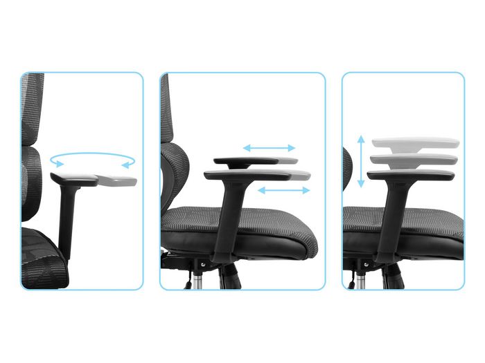 Sandberg ErgoFusion Gaming Chair Pro - Fauteuil de bureau et gaming ergonomique avec dossier en mesh, réglable en hauteur, inclinaison et accoudoirs
