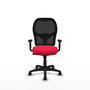 Chaise Alocén Synchro 3 positions tissu Rouge Maille Noir Structure polyamide noire Accoudoir 1D Sans appui-tête Roulettes en nylon 50 mm