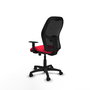 Chaise Alocén Synchro 3 positions tissu Rouge Maille Noir Structure polyamide noire Accoudoir 1D Sans appui-tête Roulettes en nylon 50 mm