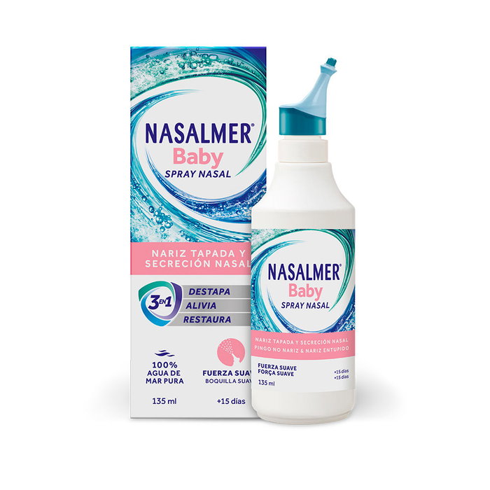 Nasalmer Spray Nasal Bébé 135 ml - Eau de Mer Pure pour Décongestion et Hygiène Nasale Quotidienne