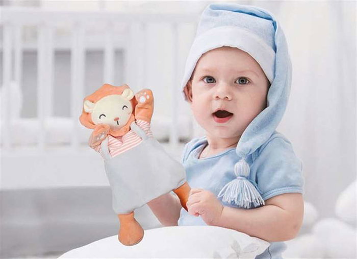 Creaciones Llopis Marioneta Léon - Jouet de dentition et hochet en forme de marionnette pour bébé, 35 cm