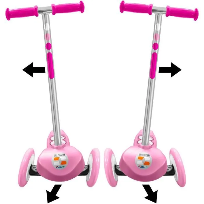 Stamp Trottinette 3 roues SKIDS CONTROL pour enfants à partir de 3 ans, plateau antidérapant, roues inclinables, frein arrière, rose