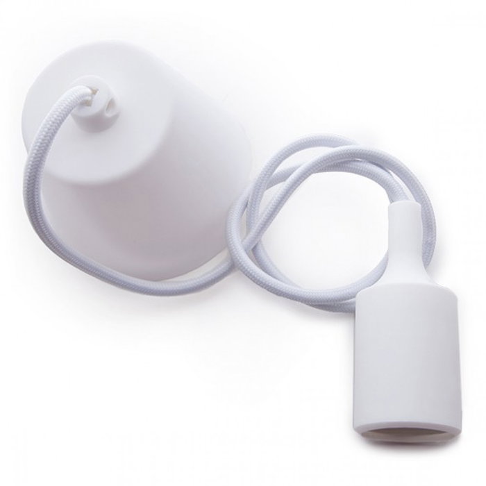 Support de Lampe E27 Câble - Rosette Blanc Support de Lampe E27 Câble - Rosette Blanc