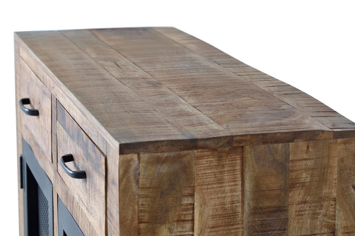 GINER Y COLOMER Buffet industriel en bois de manguier et métal naturel - 85 cm H x 100 cm L x 38 cm P
