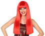 Perruque Longue Lisse Rouge de 60 cm et 120 g avec Frange - Perruque à cheveux longs pour cosplay, déguisement ou soirée