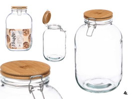 VIVALTO Lot de 6 Bocaux Hermétiques 4 L en Verre et Bambou