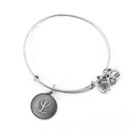 ALEX AND ANI Bracelet en métal avec lettre L, Gris, 19-25cm