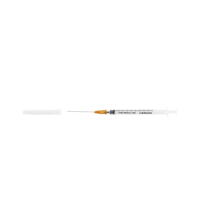 Kruuse Seringue jetable 3 corps 1ml avec aiguille 26G x 1½", 100 unités Kruuse Seringue jetable 3 corps 1ml avec aiguille 26G x 1½", 100 unités