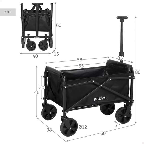 Color Baby Aktive-Carro Chariot de Transport Plage/Camping 58X35X86Cm