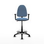 Tabouret Aýna taburete Contact permament de base Tissu Bleu ciel Structure polyamide noire Accoudoir 1D Sans appui-tête Roulettes en nylon 50 mm