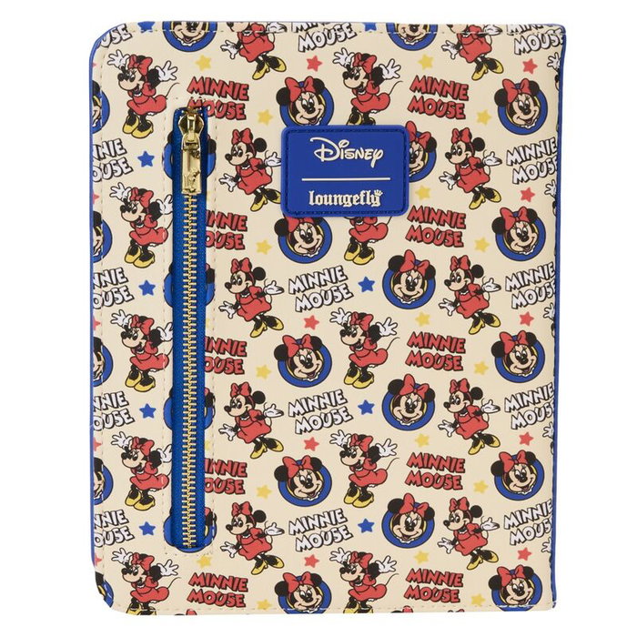 LOUNGEFLY Carnet Minnie Classic Disney avec Compartiment Zippé - 150 Pages Rayées - Détails Dorés et Illustrations - Piel Vegana (Polyuréthane) - 16,5x22,2 cm