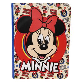 LOUNGEFLY Carnet Minnie Classic Disney avec Compartiment Zippé - 150 Pages Rayées - Détails Dorés et Illustrations - Piel Vegana (Polyuréthane) - 16,5x22,2 cm