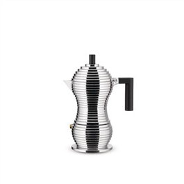 Alessi MDL02/3 B Pulcina Cafetière 3 tasses en aluminium moulé noir - Conçu par Michele de Lucchi