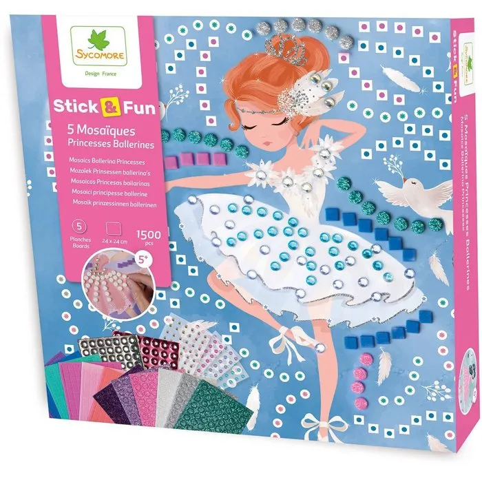 Sycomore Stick'N Fun Mosaïques Princesses Ballerine - Coffret créatif avec autocollants et joyaux pour enfants dès 5 ans Sycomore Stick'N Fun Mosaïques Princesses Ballerine - Coffret créatif avec autocollants et joyaux pour enfants dès 5 ans