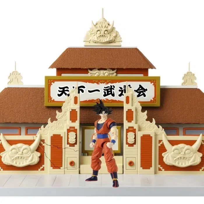 BANDAI - Dragon Ball Super - Diorama Arène Tenkaichi Budokai pour Figurines - 36790 - Arène Iconique Personnalisable avec Enseigne, Mur et Sol
