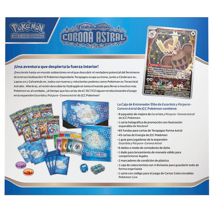 Pokémon Jeu de cartes - Etui Entraîneur Elite Booster Couronne Astral Écarlate et Violet espagnol - Édition espagnole +6 ans Pokémon Jeu de cartes - Etui Entraîneur Elite Booster Couronne Astral Écarlate et Violet espagnol - Édition espagnole +6 ans