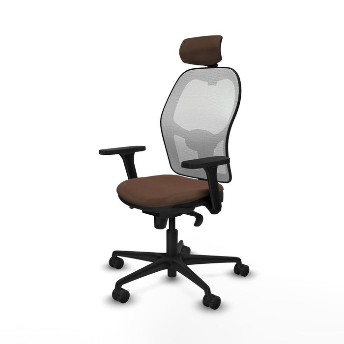 Piqueras y Crespo 3D036N2 Chaise de Bureau avec Appui-tête Blanc et Brun foncé