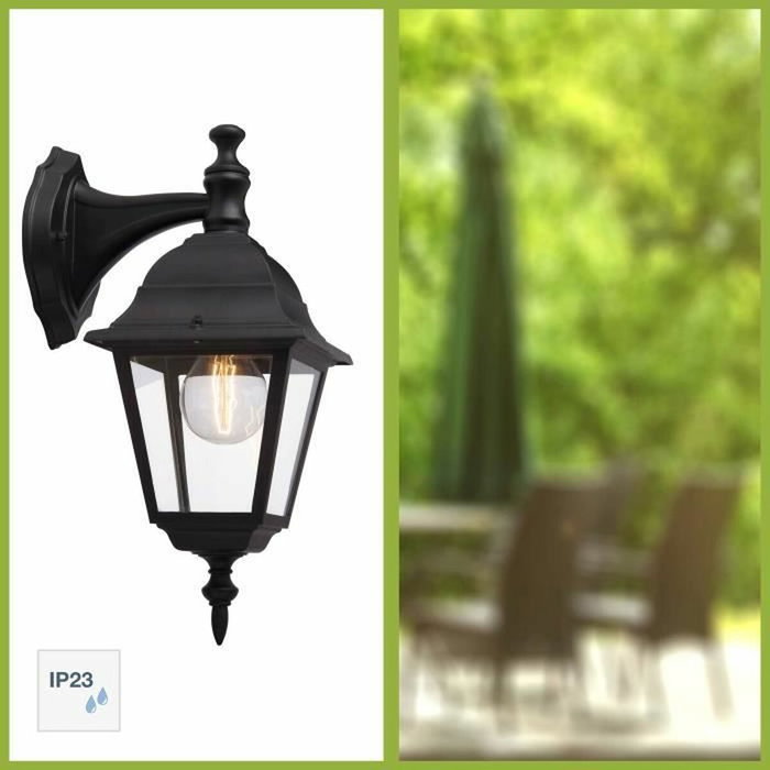 Brilliant Applique extérieure descendante NEWPORT Noir métal/verre E27 60W