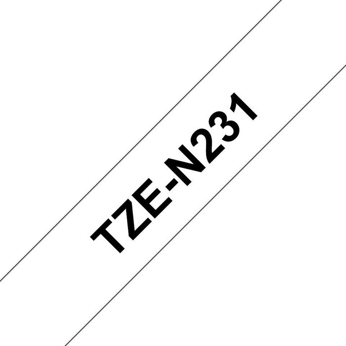 Brother TZe-N231 Ruban d'étiquetage 12mm x 8m Noir sur Blanc