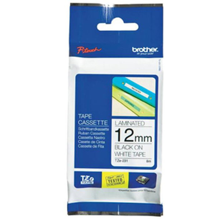 Brother TZe-N231 Ruban d'étiquetage 12mm x 8m Noir sur Blanc