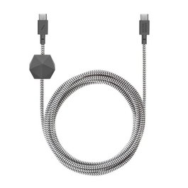 Native Union Anchor Cable C To C Zebra 3M - Câble USB-C à USB-C avec ancre anti-dérapante, longueur 6.5 pieds / 2m, charge rapide 60W, certification USB-IF