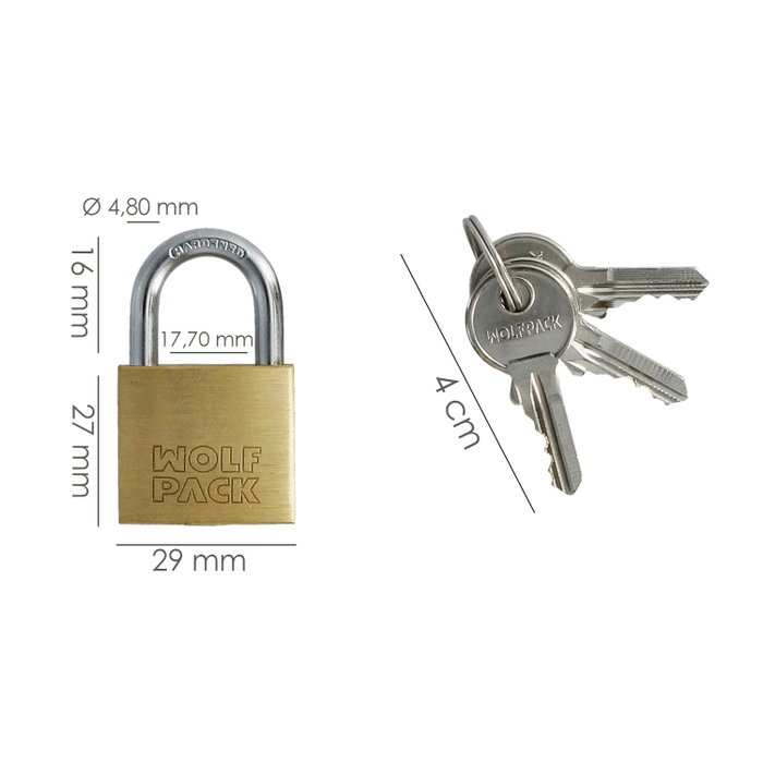 WOLFPACK LINEA PROFESIONAL Cadenas en laiton 30 mm clés identiques №1
