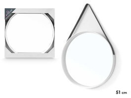 Giftdecor Miroir Rond Blanc à Suspendre 53 x 52.5 x 5.2 cm Plastique et Verre (Set de 6)