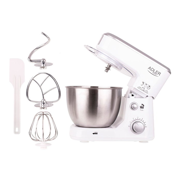 Adler Batidora amasadora AD4216, blanca, 1000 W, 4 L
