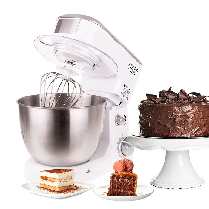 Adler Batidora amasadora AD4216, blanca, 1000 W, 4 L