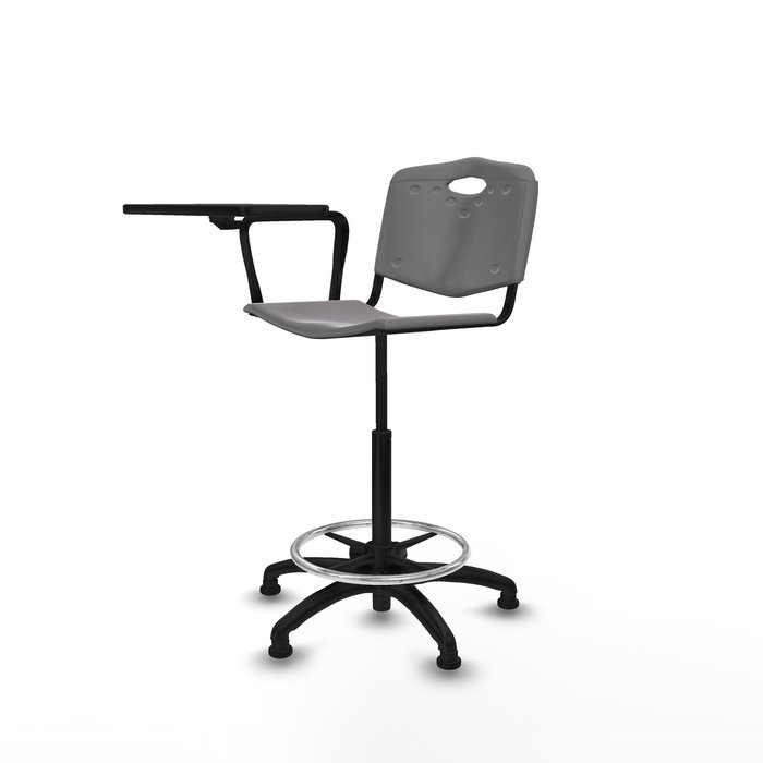 Tabouret Taburete Robledo Pivotant Chlorure de polyvinyle Gris clair Structure polyamide noire Non applicable Sans appui-tête Patins de chaises