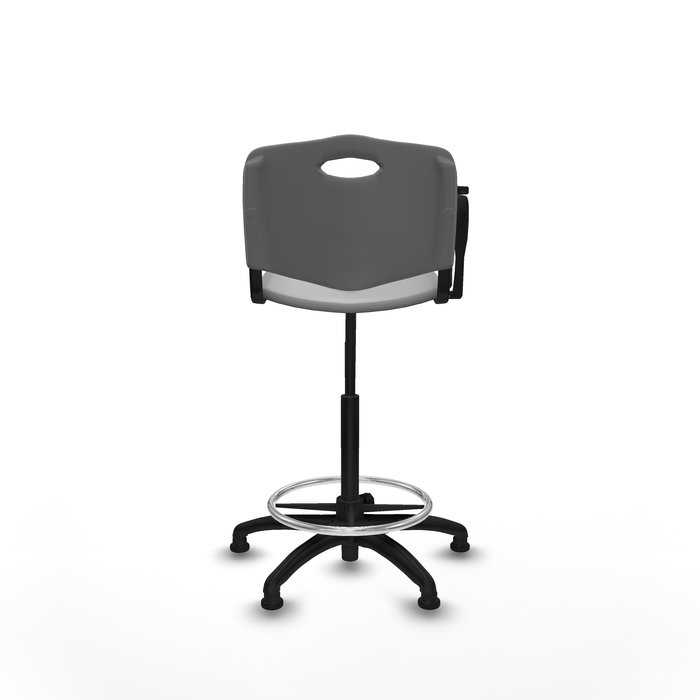 Tabouret Taburete Robledo Pivotant Chlorure de polyvinyle Gris clair Structure polyamide noire Non applicable Sans appui-tête Patins de chaises
