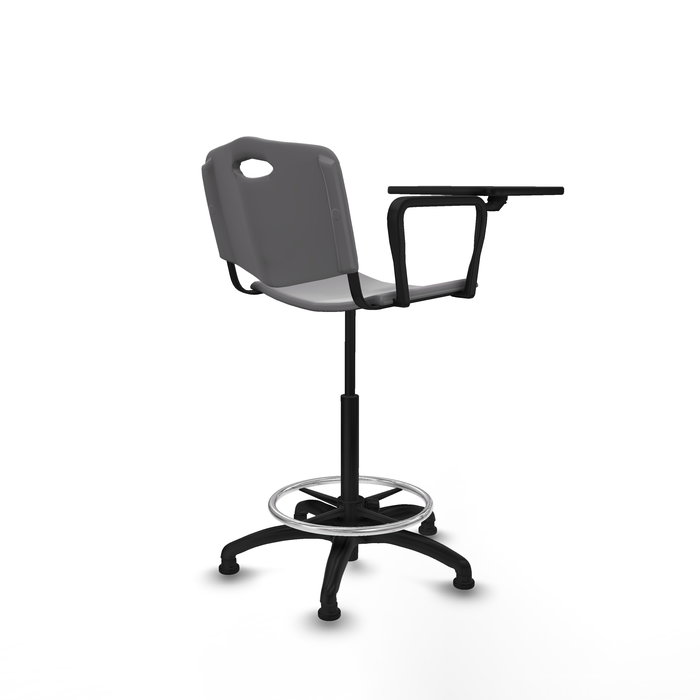 Tabouret Taburete Robledo Pivotant Chlorure de polyvinyle Gris clair Structure polyamide noire Non applicable Sans appui-tête Patins de chaises
